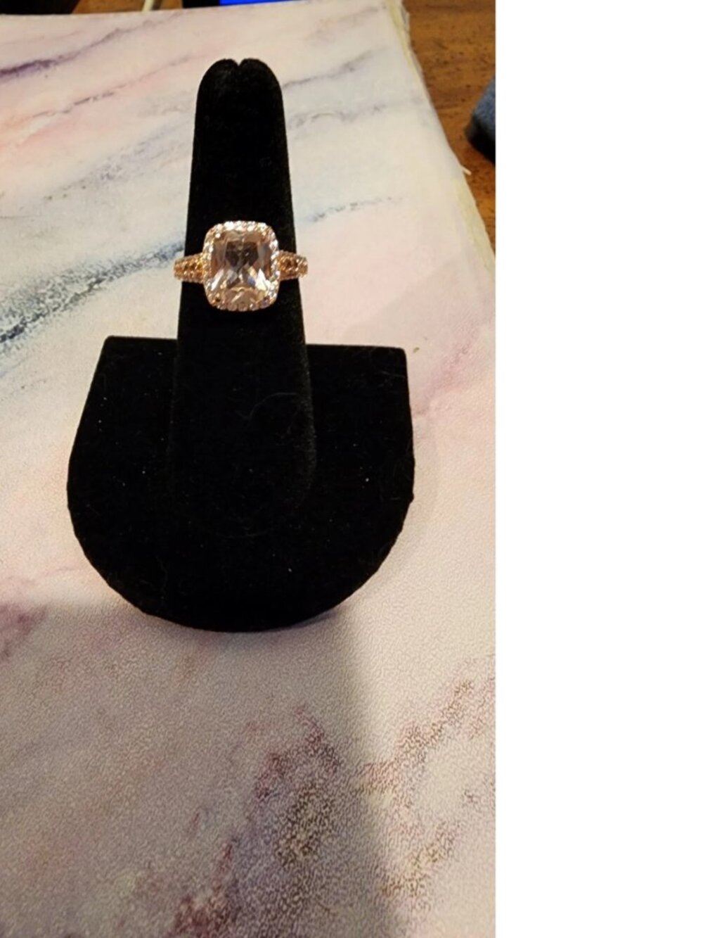 Morganite Simulant 18K Rose Gold Over Sterling Silver Ring - Sz 6
